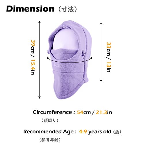 TRIWONDER Kids Winter Hats Balaclava Ski Mask for Boys Girls Toddlers Windproof Adjustable Cold Weather Face Mask Neck Warmer - color: Light Purple