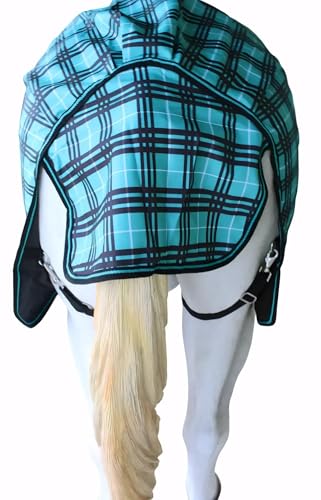 Challenger 1200D Turnout Waterproof Rain Horse Sheet Light Winter Blanket 389B - color: Turquoise Plaid, size: 60 inches