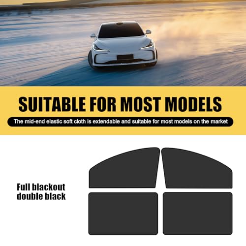 4 PCS Car Side Window Sunshade, Heat Insulation Sun Protection Window Visor, Car Privacy Protection Sunshade, Suitable for Most Cars (Black)