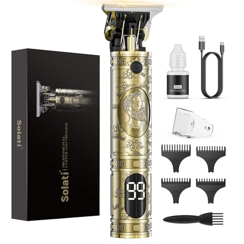 Solati Hair Clippers for Men, Professional Hair Trimmer Zero Gapped T-Blade Trimmer Cordless Rechargeable Edgers Clippers Electric Beard Trimmer Shaver Hair Cutting Kit with LCD Display Gifts for Men