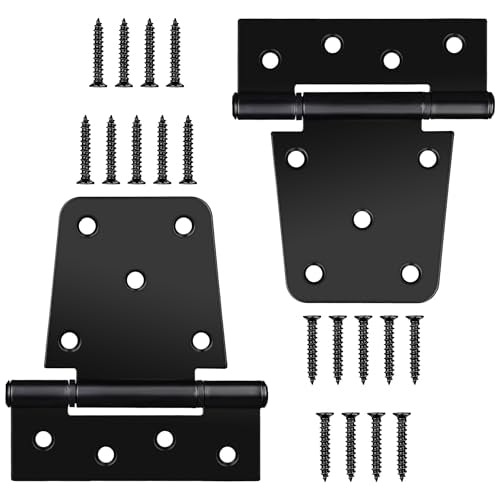 3.5 Inch Heavy Duty Gate Hinges, 2 Pack Black Iron Door Hinges | Solid Iron, Black Powder Coated; Rust and Corrosion Resistant; for Wooden Gates, Barn Doors, Shed, Fence; Screws Included