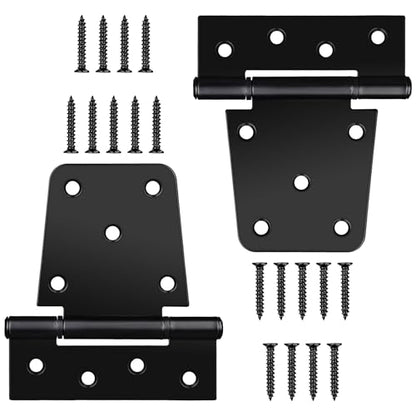 3.5 Inch Heavy Duty Gate Hinges, 2 Pack Black Iron Door Hinges | Solid Iron, Black Powder Coated; Rust and Corrosion Resistant; for Wooden Gates, Barn Doors, Shed, Fence; Screws Included
