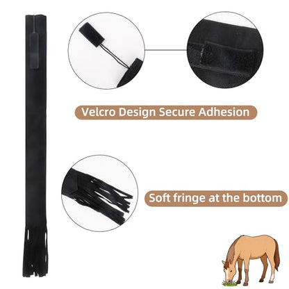 Horse Tail Wrap Protector & 2 Bags with Fringe, Adjustable Non-Slip Tail Guard for Trailers, Stalls, Shows, Black