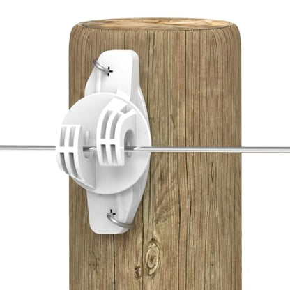Gallagher White Wood Post Wide Jaw Claw Insulator 25-Pack | Durable UV-Resistant Insulators for Polywire, Polytape, and Steel Wire | Secure and Long-Lasting
