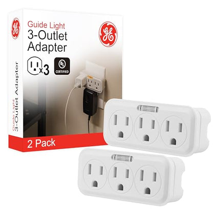 GE Outlet Extender with Guide Light, 2 Pack, 3 Outlet Multi Plug - size: 2 Pack