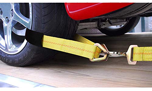 Axle Tie Down Straps - Lab Inspected 10,000lb. Break Strength - Heavy Duty Protective Sleeves & D Rings to Ensure Peace of Mind - Used for Car Engine Hoist, Truck, Trailer, UTV (4-Pack Set)