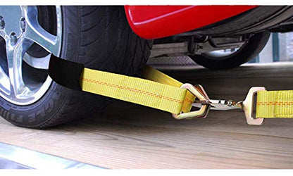 Axle Tie Down Straps - Lab Inspected 10,000lb. Break Strength - Heavy Duty Protective Sleeves & D Rings to Ensure Peace of Mind - Used for Car Engine Hoist, Truck, Trailer, UTV (4-Pack Set)