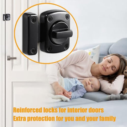 French Door Reinforcement Lock Latch,Anti Pick,Night Lock - color: Black-2