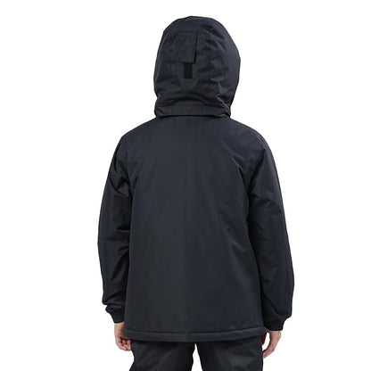 YINGJIELIDE Boy's Waterproof Ski Jacket,Kids Outdoor Snowboarding windproof Jacket,Fleece Lined Hooded,Warm Winter Snow Coat - color: Black, size: 5-6 Years
