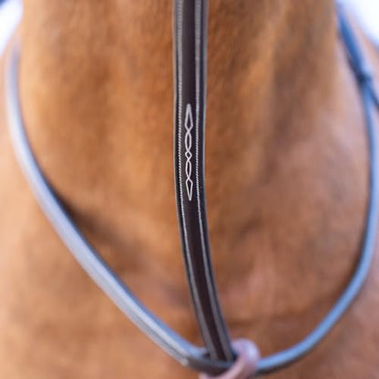 Equinavia Saga Adjustable Leather Standing Martingale with Stainless Steel Hardware (Stopper Not Included) - Chocolate Brown - Cob - size: Cob