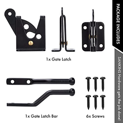 Self Locking Gate Latch for Wooden Fence, Gravity Lever Latch, 2pcs | Automatic vinyl gate latch heavy duty, black fence latch door latch for Pool/Garden/Shed, gravity latch for gate, Steel - size: Normal