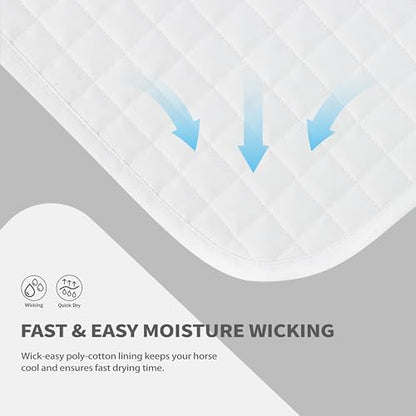 Tackmore All-Purpose Square Quilted Western Saddle Pad, Horse Saddle Pad - color: White