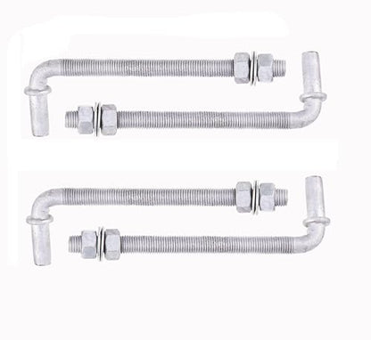 J-Bolt Post Hinge with 5/8" Hinge Pin Galvanized Post Gate Hinge for Chain Link Fence, Washers & Nuts Included (8" (4 Pcs)) - size: 8" (4 Pcs)