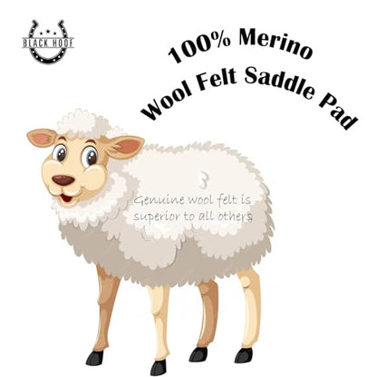 BLACK HOOF Blackhoof Steam Pressed Merino Wool Felt Contoured Pad (31" Length and 32" Width), Saddle pad for Horses