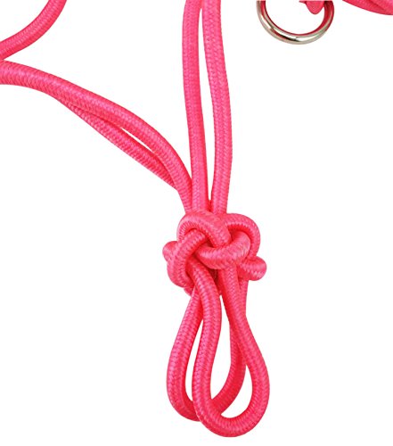 Southwestern Equine Side Pull Rope Halters with Nickle Plated Rings - color: Pink