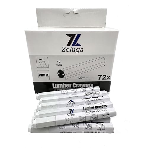 Zeluga 4.7in. x 0.47in. Hex Shape Industrial Lumber Marking Crayons for Clear and Permanent Markings, White 72 Pack - color: White, size: 1 Count (Pack of 72)
