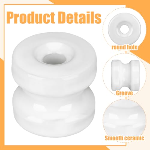 SiliFine 50 Pcs Ceramic Fence Insulators, Electric Wood Post White