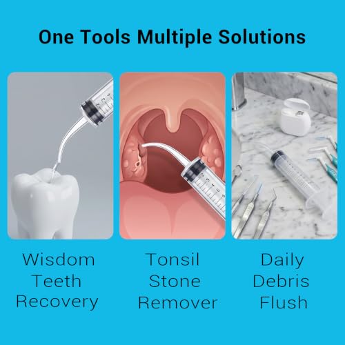 Wisdom Teeth Syringe, 5 Pack Irrigation Dental Syringes with Measure Scale & Curved Tip for Dental Care Liquid Oral Tonsil Stone - size: 5 Pack