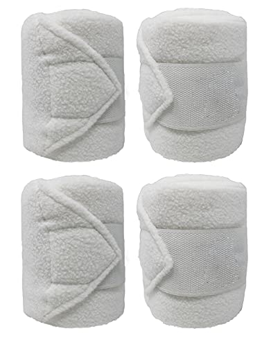 CHALLENGER 10ft Horse Grooming Leg Polo Wrap Set of 4 Soft Fleece 95R - color: White