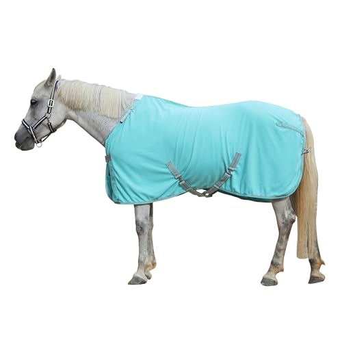 Horse Fleece Cooler Blanket, Moisture Wicking Post-Workout Drying - color: Mint Green, size: 78"