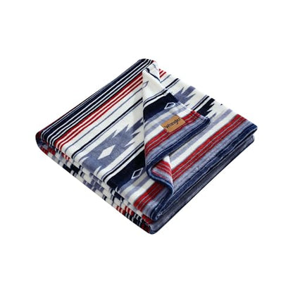 Wrangler - Soft Plush Throw Blanket for Bed & Couch, 50x70 - color: Coyote Sands Blue/Red, size: 50" x 70"