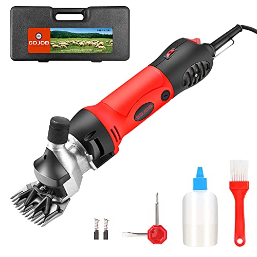 Sheep Shears 500W Professional 6 Speeds, Heavy Duty Sheep Clippers for Sheep, Alpacas, Goats and Thick Coat Animals - color: Red