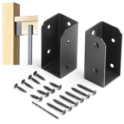 8Pcs Stainless Steels Deck Railing Bracket Connectors, for 2x4 (Actually 1 ½" x 3 ½") Wood Deck Railing Post to handrail Connection (Matte Black) - size: Parallel 0°