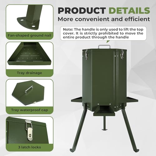 Metal Deer Feeder, Gravity Deer Feeder with Locking Lid