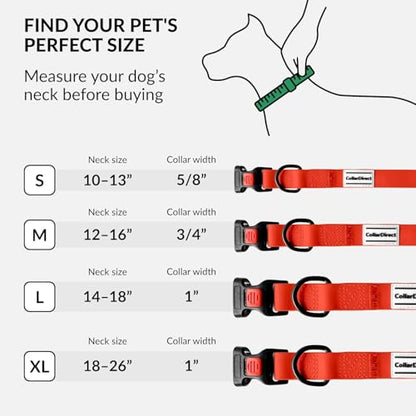 Heavy Duty Waterproof Dog Collar, PVC-Coated Nylon (Red, 14-18) - color: Red, size: Neck Fit 14"-18"