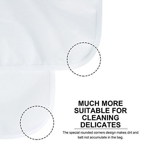 TENRAI Delicates Laundry Bags, Bra Fine Mesh Wash Bag for Underwear, Lingerie, Bra, Pantyhose, Socks, Use YKK Zipper, Have Hanger Loops (White, 1 Large & 1 Medium)
