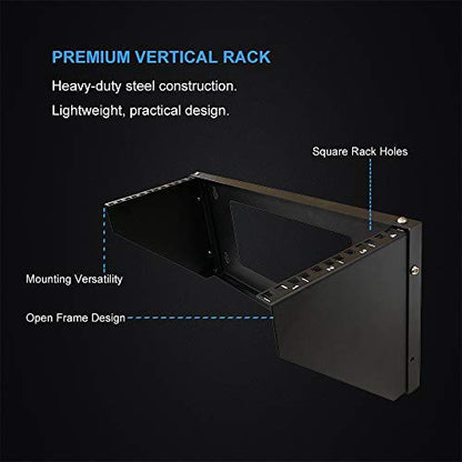 Kenuco 19 Inch Steel Vertical Rack and Wall Mountable Server Rack Mount (Black-5U) - color: Black-5U