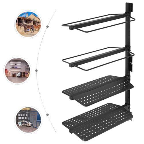 4-Tier Wall-Mounted Saddle Rack, Steel 4-Layer Horse Saddle Storage Holder, Barn Tack Room Organizer for Western & English Saddles, Fold-Out Arms, 200 lb Total Load, Black Powder Coat