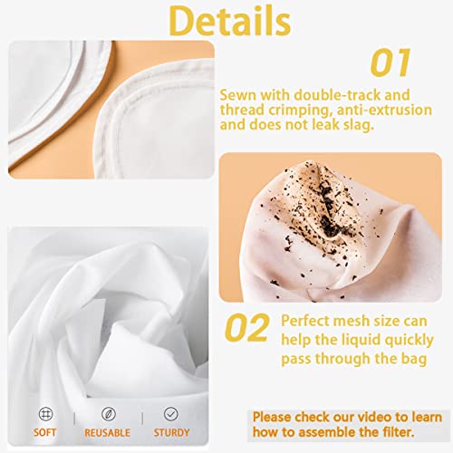 4 PCS Extra Fine Mesh Strainer Bags with Handle, Reusable Thai Tea Strainer, Cheesecloth for Straining NutMilk Coffee Milk Juices Honey Wine Oil Yogurt (2 Medium & 2 Small) - color: 2 Small+ 2 Medium Size
