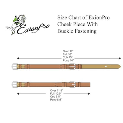 English Bridle Cheek Pieces– 5/8" (16mm) Leather Replacement Cheekpieces with Buckle Fastening – Premium Vegetable-Tanned Leather Horse Tack – Stainless Steel Hardware – Full Size - color: Oak Brown, size: Cob/Medium Size