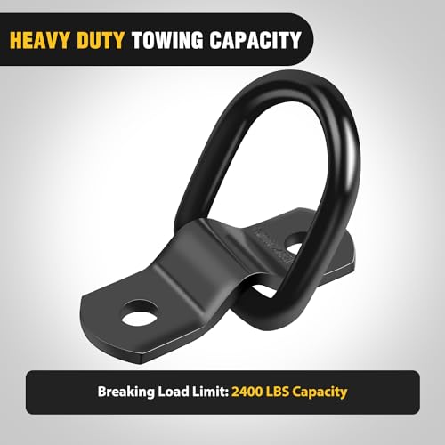 Nilight 10 Pcs 1/4" Stainless Steel D-Ring Tie Down Anchors | Heavy Duty 2400 Pound Capacity Includes Screws for Ratchet Tie Down Straps Car Truck Bed Cargo - color: 1/4" 10Pcs Black