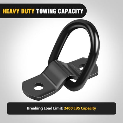 Nilight 10 Pcs 1/4" Stainless Steel D-Ring Tie Down Anchors | Heavy Duty 2400 Pound Capacity Includes Screws for Ratchet Tie Down Straps Car Truck Bed Cargo - color: 1/4" 10Pcs Black