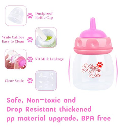 Pet Feeding Bottle and Syringes,60ml Nursing Bottle, 3 Sizes Nipples with Ventilation Valve Resistant Tearing Perfect for Puppies, Kittens, Small Wildlife (Pink) - color: Pink