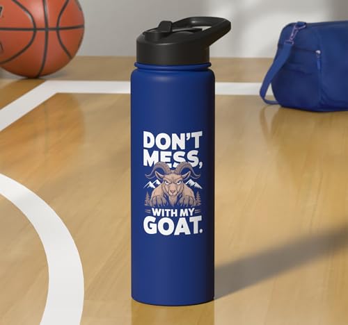 Don´t Mess With My Goat Cute Coat Pygmy Goat Farmer Stainless Steel Insulated Water Bottle - color: Royal Blue