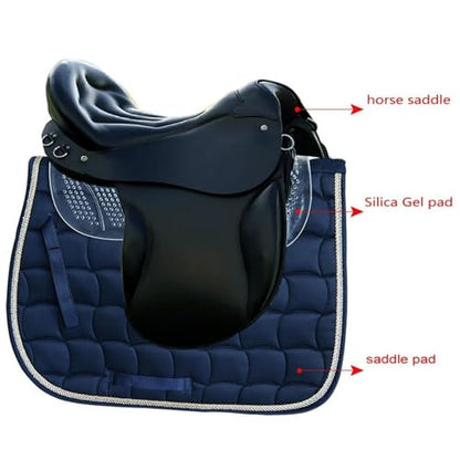 Menolana Silicone Gel Saddle Pad with Ventilation, Washable Non Slip Western/English Riding Saddle Pad for Horses