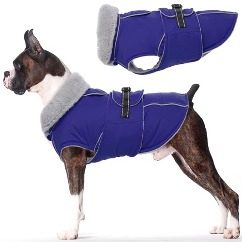 Lelepet Dog Coat Waterproof Dog Jacket Fleece Vest with Adjustable Buckle - color: Blue, size: S