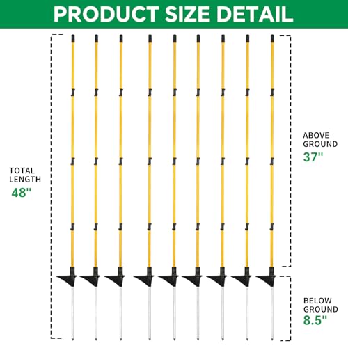 40 Pcs 46"Fiberglass Step in Electric Fence Posts,Portable Temporary Stakes - style: 46Inch-40 Pack