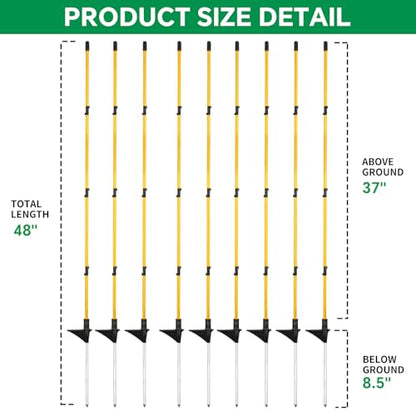 46 Inches Fiberglass Step in Electric Fence Posts,Temporary Fence Stakes for Cows,Sheep and Animals Fence,Snow Fence, Garden Protection,Portable Fence Ideal for Electric Fencing-50 Posts - style: 46Inch-50 Pack