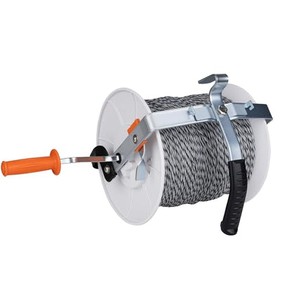 Extended 3:1 Geared Electric Fencing Reel, with 3300ft Premium Polywire - size: 3937 ft x 1 extended reel x 1 Handle