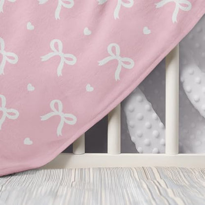 SANDJEST Minky Blanket 2 Pack with Dotted Back 30 x 40 Inches, Gift for Christmas Birthday (Bow, Rainbow) - color: Rainbow X Bow