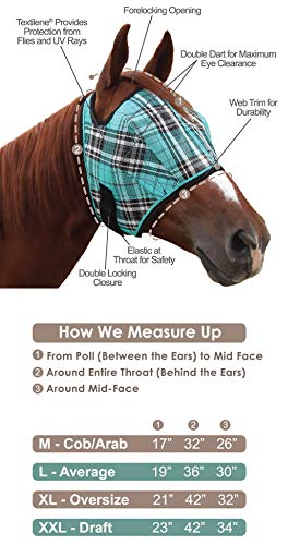 Kensington Fly Mask with Fleece Trim for Horses — Protects Face and Eyes from Flies and Sun Rays While Allowing Full Visibility — Breathable and Non Heat Transferring, Large, Tan - color: 500 - Desert Sand