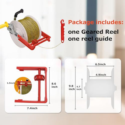 3:1 Geared Electric Fencing Reel, Electric Fence Wire Reel, with Guide - size: 0 ft x 1 standard reel x 1 guide