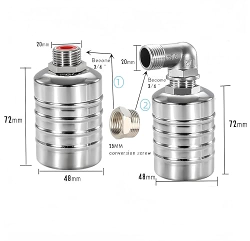 304 Stainless Steel Automatic Float Valve - Fully Automatic Water Level Control, 1/2'' to 3/4'' for Tanks, Pools, Livestock Troughs