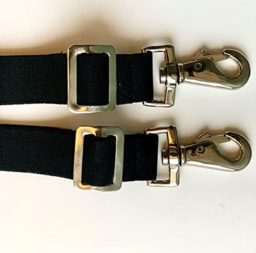 Majestic Ally Pack of 2 Adjustable Length Horse Blanket Sheet Replacement Elastic Leg Strap with Double Swivel Snaps (Black) - color: Black