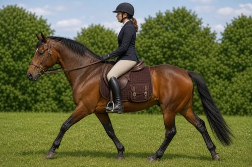CHALLENGER Horse English Quilted Fleece Padded Dressage Saddle Pad with Pockets 72121-124 - color: Brown, size: 23" Spine x 22" Drop