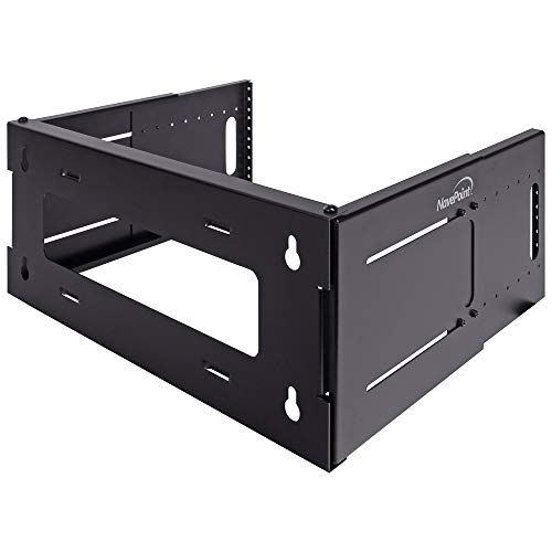 NavePoint 4U Patch Panel Bracket Wall Mount Patch Panel Rack for 19” Networking Equipment – Expandable Mounting Depth 9.5” to 15.5” 4U IT Rack 40lbs Weight Capacity - size: 4U